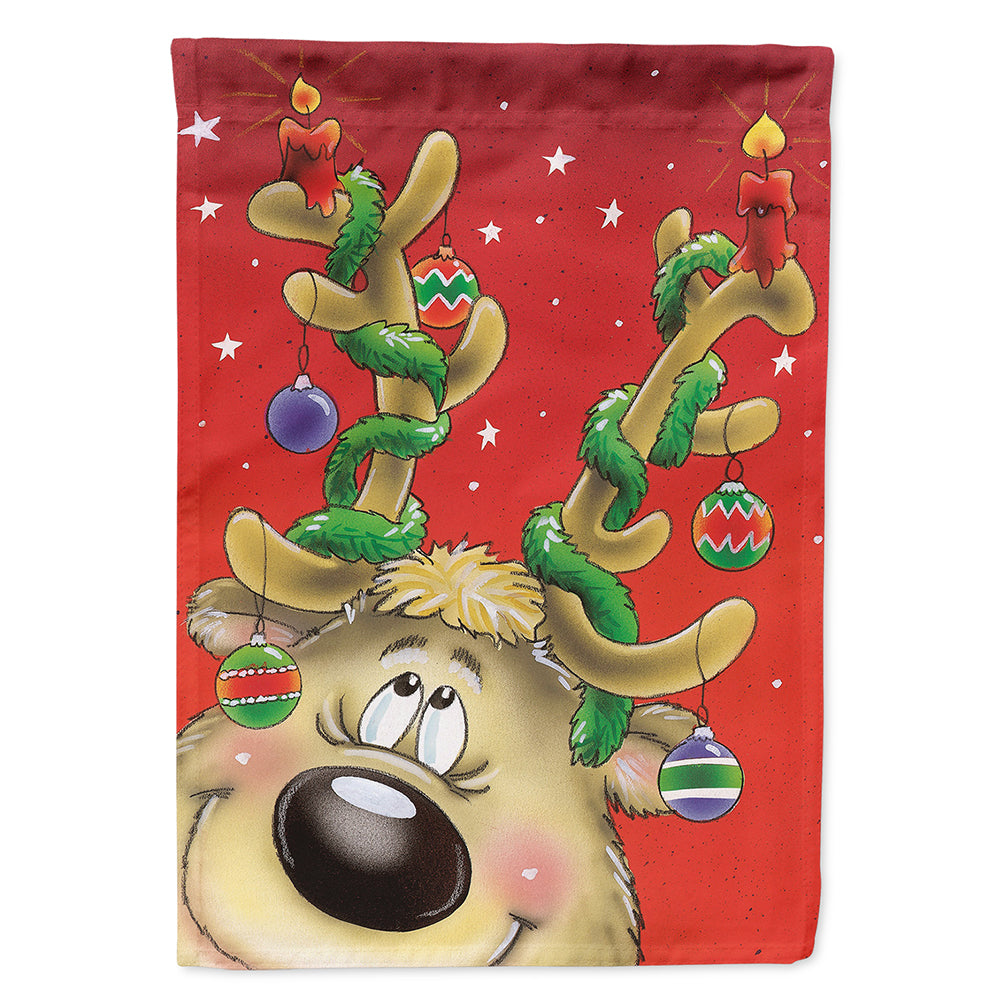 Comic Reindeer with Decorated Antlers Flag Canvas House Size AAH7206CHF