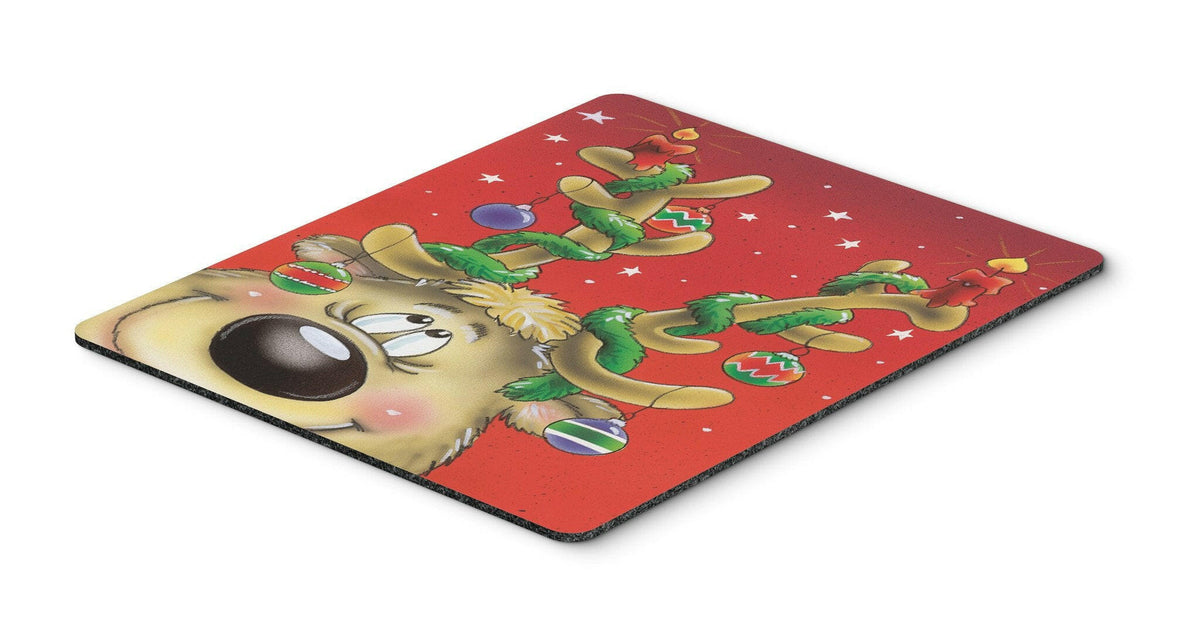 Comic Reindeer with Decorated Antlers Mouse Pad, Hot Pad or Trivet AAH7206MP by Caroline&#39;s Treasures
