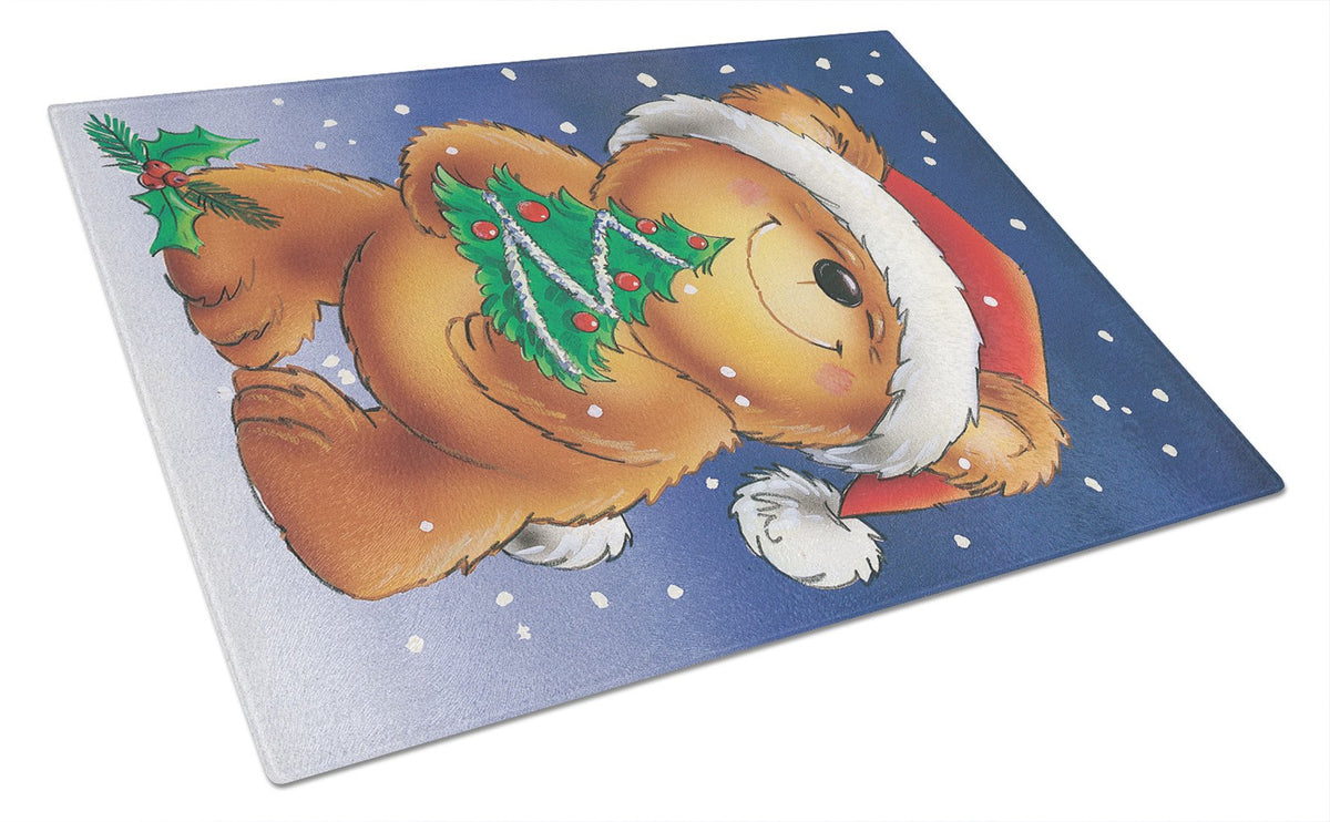 Teddy Bear and Christmas Tree Glass Cutting Board Large AAH7208LCB by Caroline&#39;s Treasures