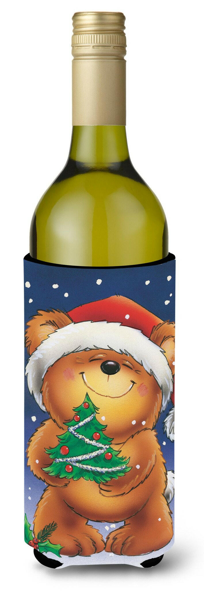 Teddy Bear and Christmas Tree Wine Bottle Beverage Insulator Hugger AAH7208LITERK by Caroline's Treasures