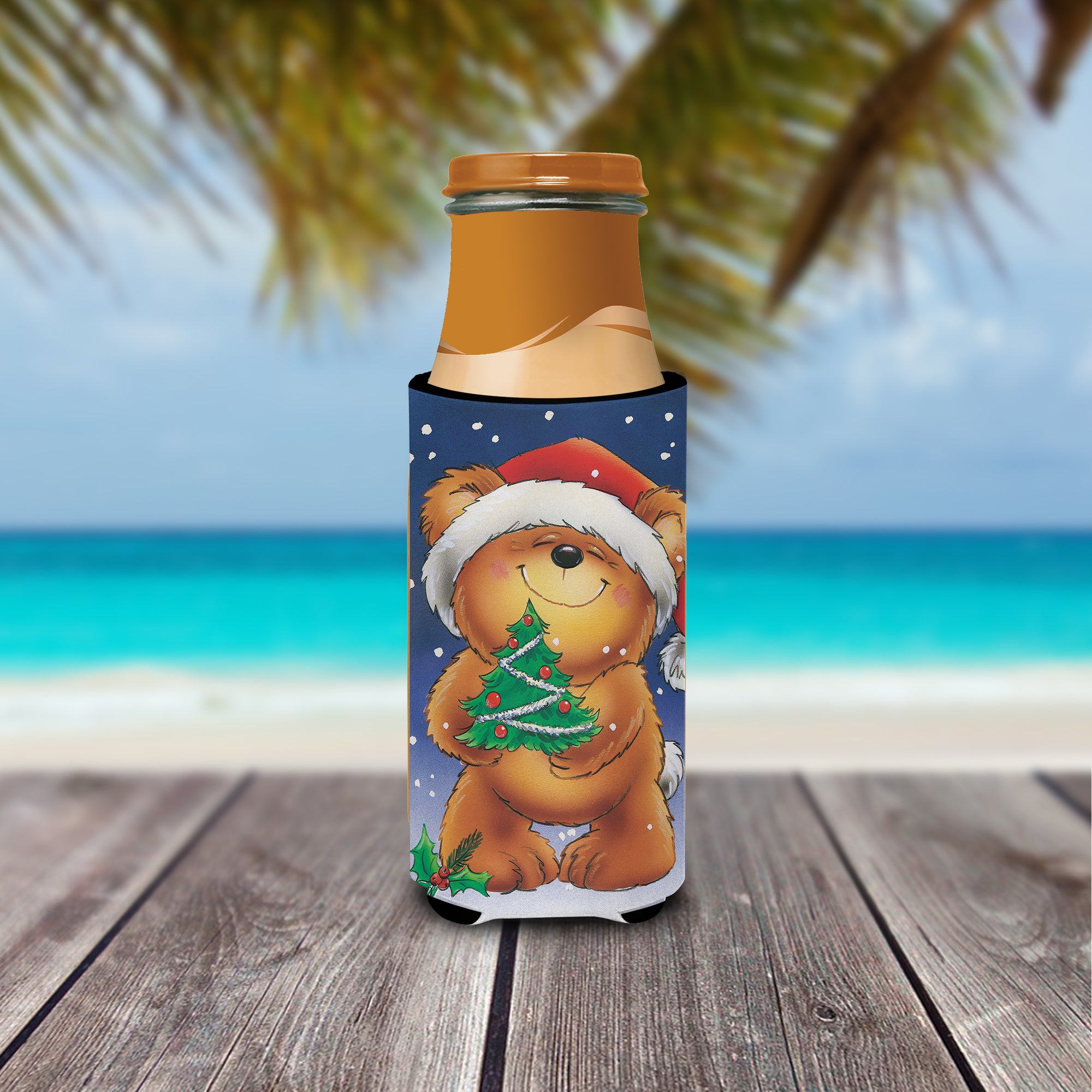 Teddy Bear and Christmas Tree Ultra Beverage Insulators for slim cans AAH7208MUK  the-store.com.