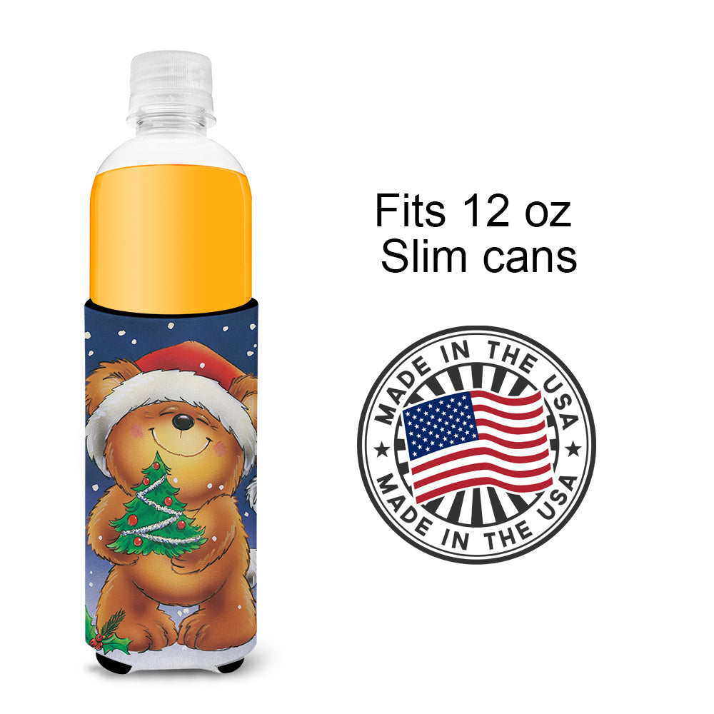 Ours en peluche et sapin de Noël Ultra Isolateurs de boissons pour canettes minces AAH7208MUK