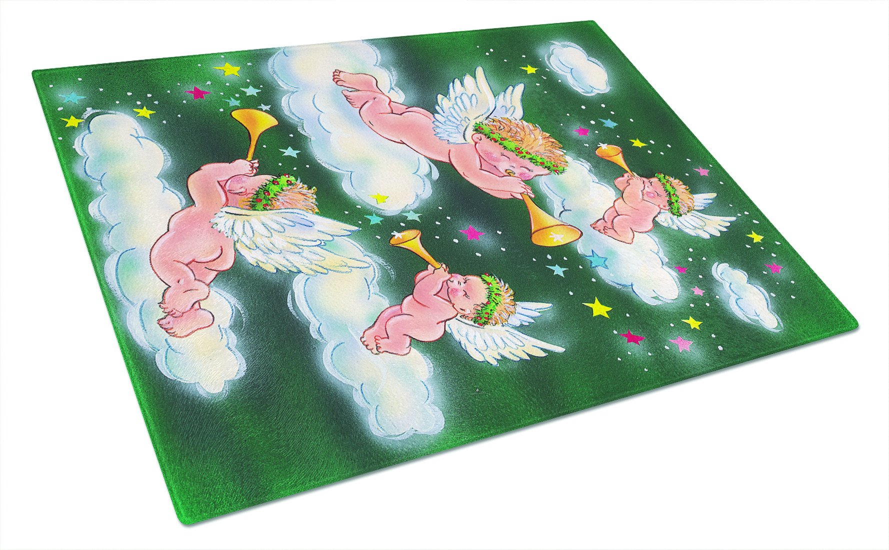 Angels on Green Glass Cutting Board Large AAH7253LCB by Caroline's Treasures