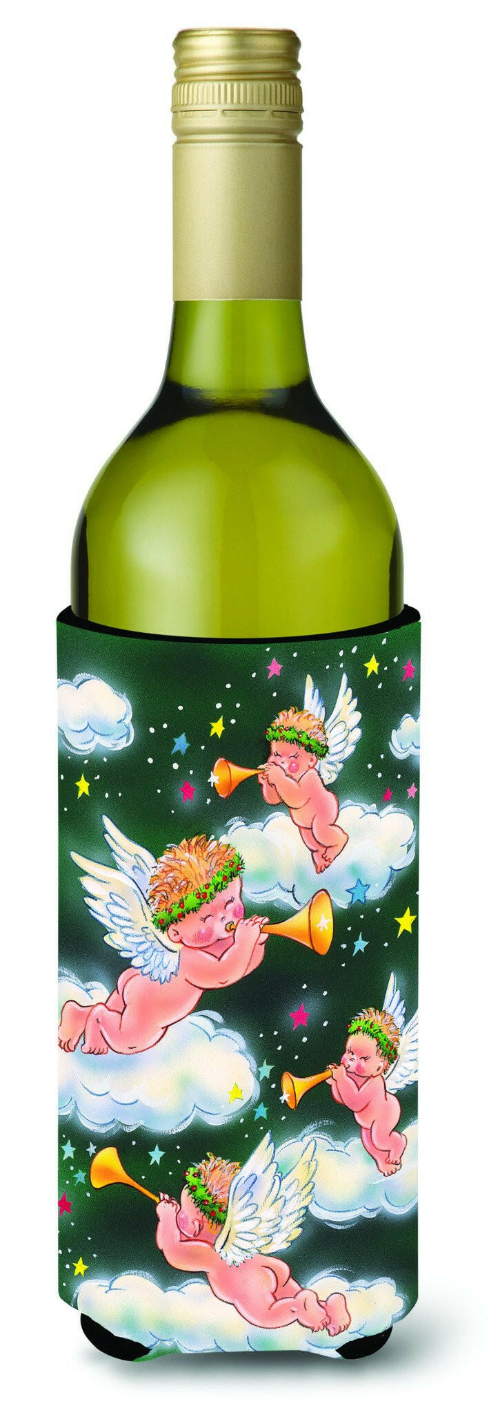Angels on Green Wine Bottle Beverage Insulator Hugger AAH7253LITERK by Caroline&#39;s Treasures