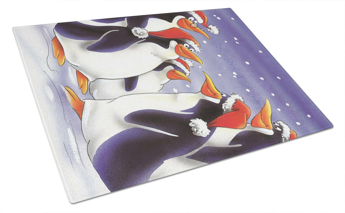 Holiday Penguins Glass Cutting Board Large AAH7264LCB by Caroline&#39;s Treasures