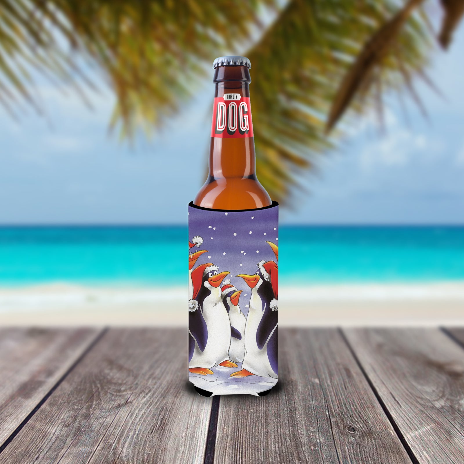 Caroline's Treasures Holiday Penguins Slim Can Hugger – Fun & Functional Drink Coolers AAH7264MUK