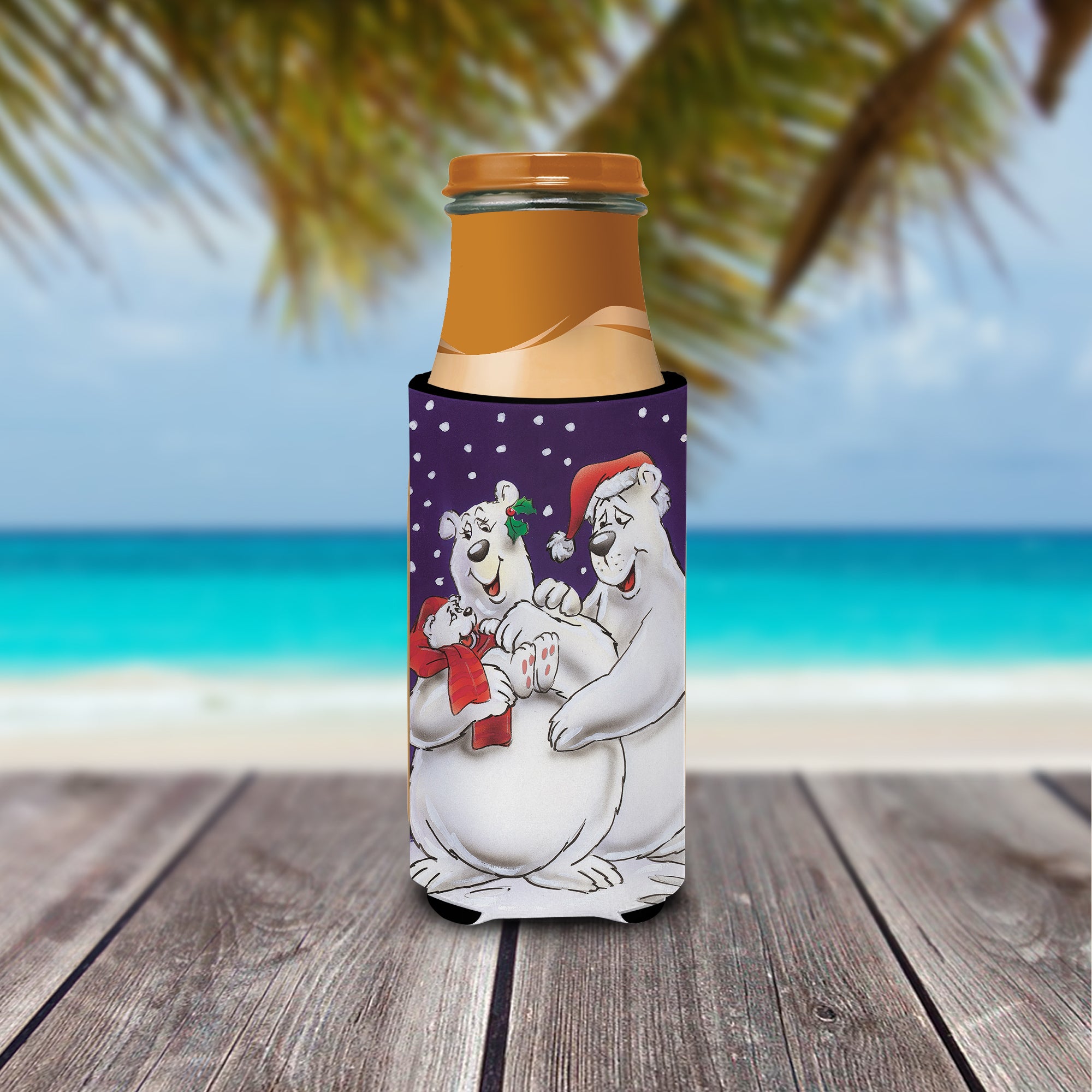Holiday Polar Bears Ultra Beverage Insulators for slim cans AAH7269MUK  the-store.com.