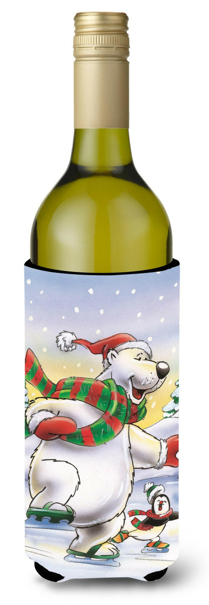 Holiday Polar Bears Ice Skating Wine Bottle Beverage Insulator Hugger AAH7270LITERK by Caroline&#39;s Treasures