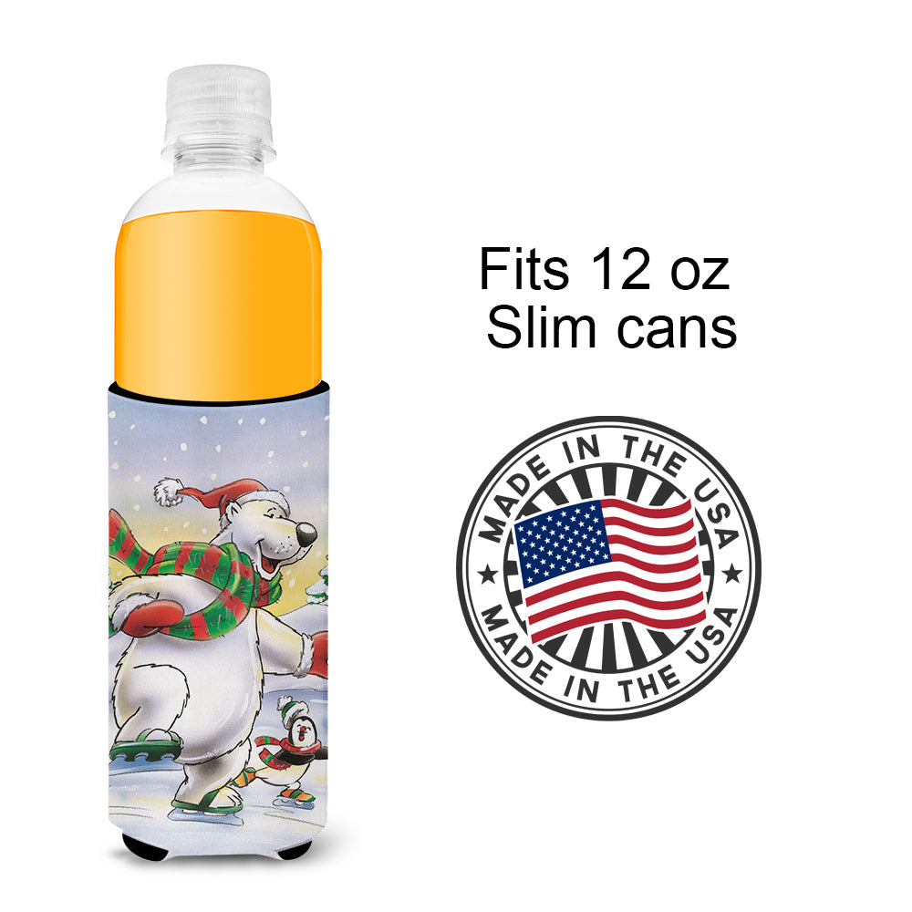 Holiday Polar Bears Ice Skating Ultra Beverage Isolateurs pour canettes minces AAH7270MUK