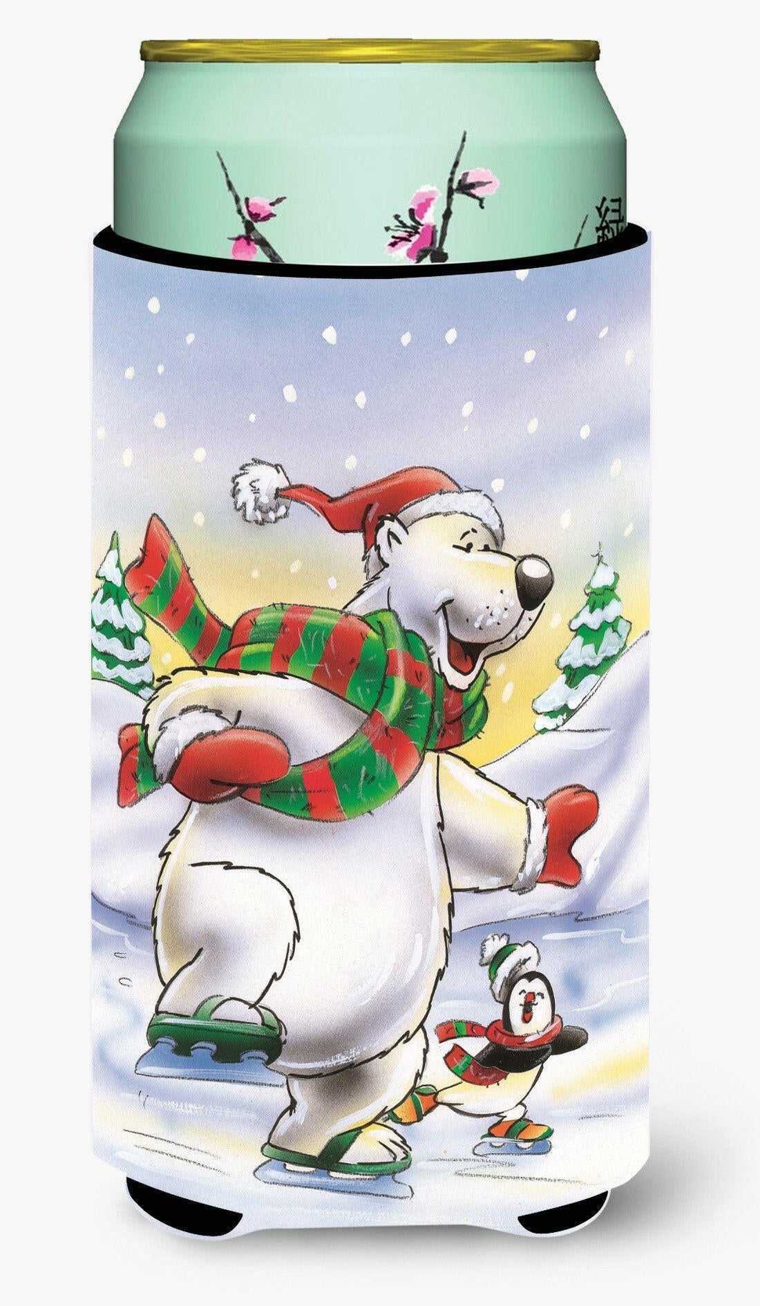 Holiday Polar Bears Ice Skating Tall Boy Beverage Insulator Hugger AAH7270TBC by Caroline&#39;s Treasures