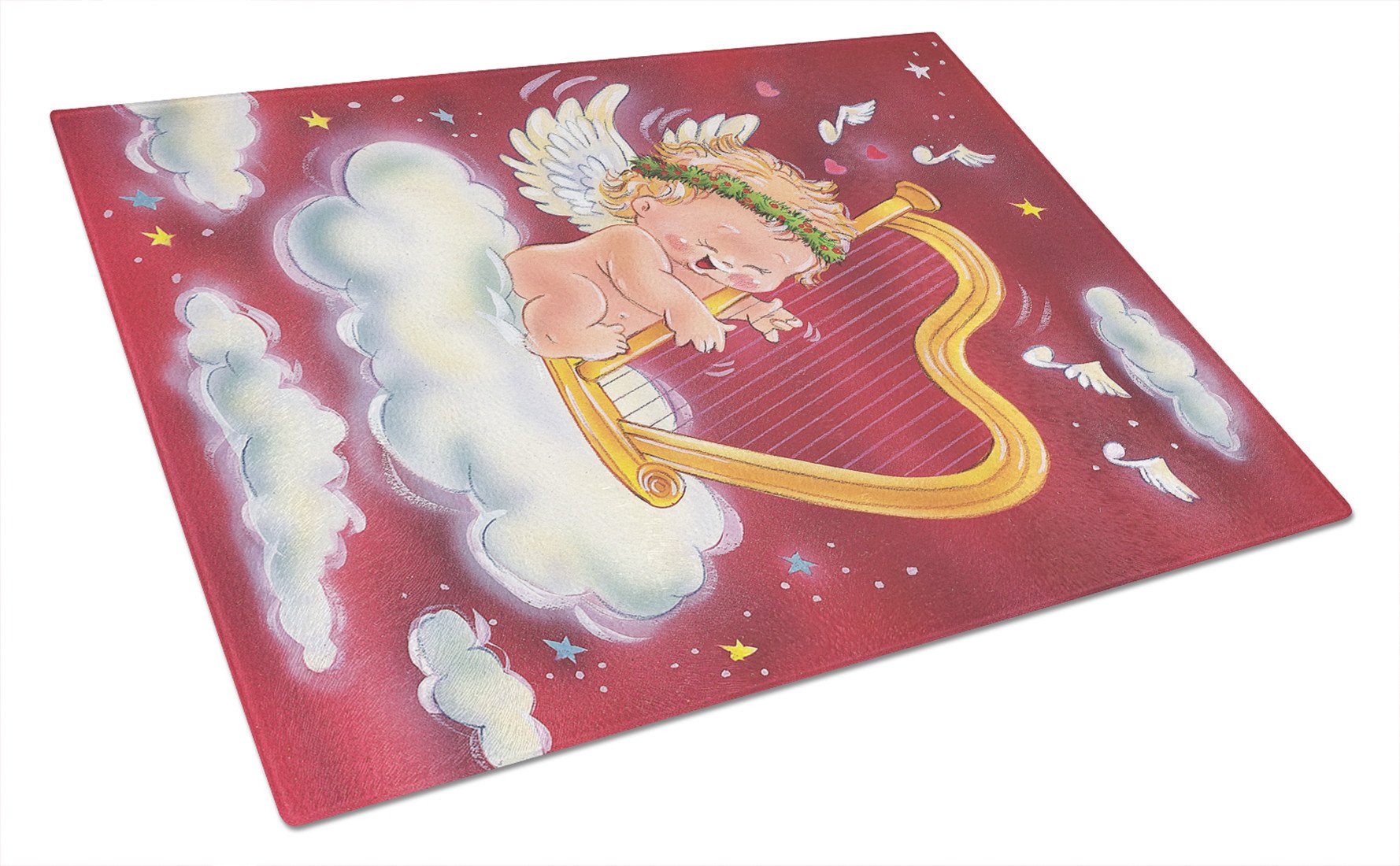 Angels with Harp Valentine's Glass Cutting Board Large AAH7273LCB by Caroline's Treasures