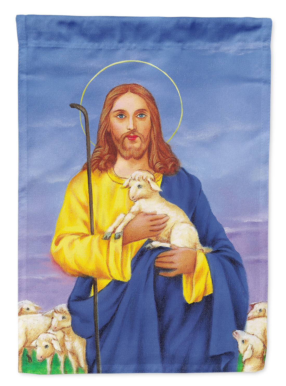 Jesus The Good Shepherd holding a lamb Flag Garden Size AAH8215GF.