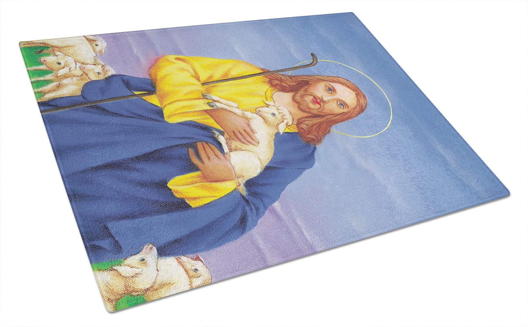 Jesus The Good Shepherd holding a lamb Glass Cutting Board Large AAH8215LCB by Caroline's Treasures