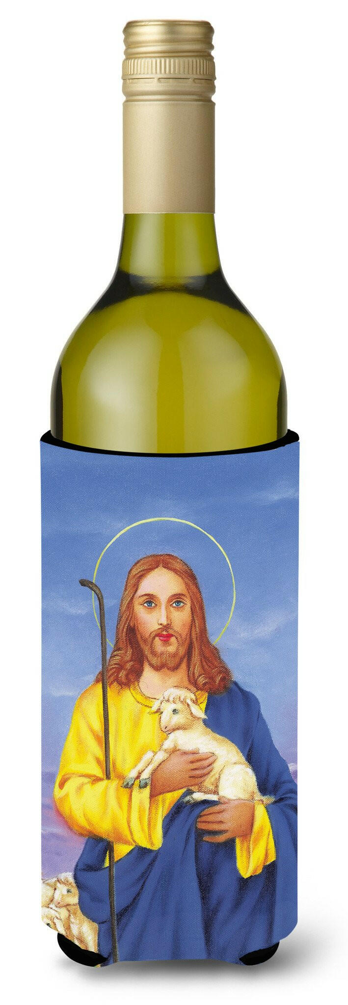 Jesus The Good Shepherd holding a lamb Wine Bottle Beverage Insulator Hugger AAH8215LITERK by Caroline's Treasures