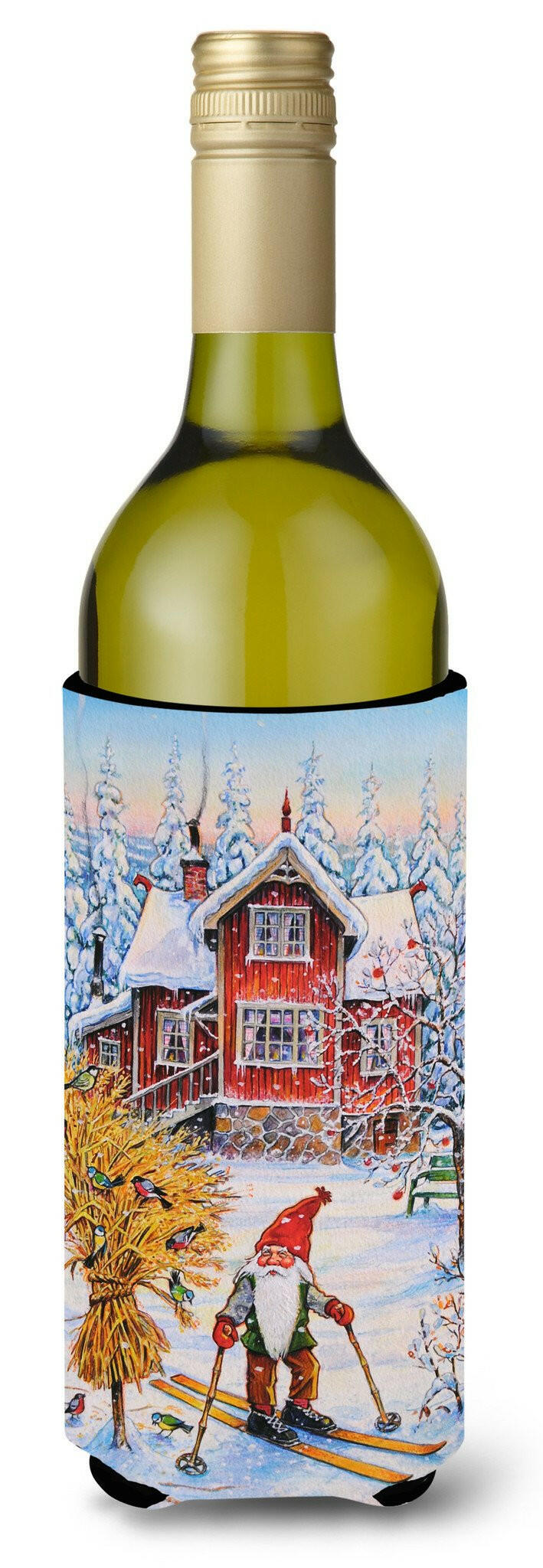 Christmas Gnome Skiing Wine Bottle Beverage Insulator Hugger ACG0034LITERK by Caroline's Treasures
