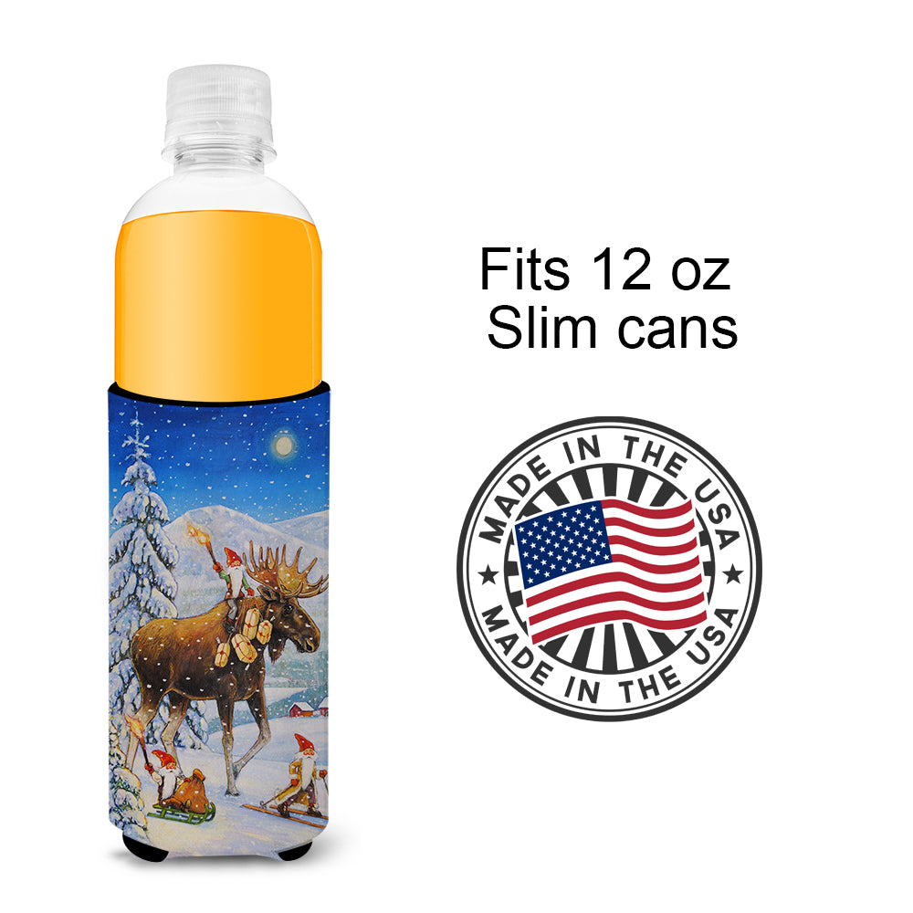 Christmas Gnome riding Reindeer Ultra Beverage Isolateurs pour canettes minces ACG0102MUK