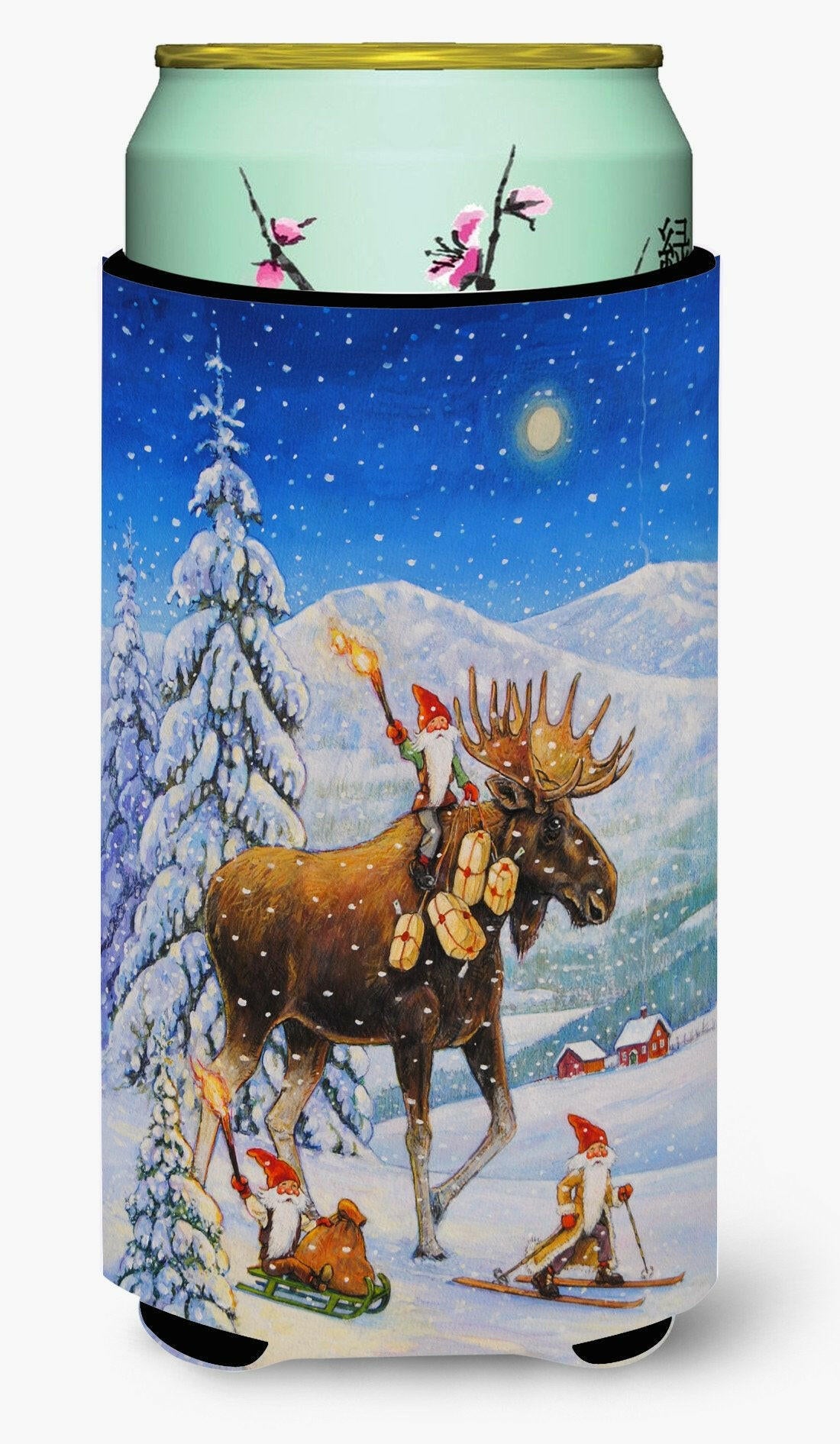 Christmas Gnome riding Reindeer Tall Boy Beverage Insulator Hugger ACG0102TBC by Caroline's Treasures