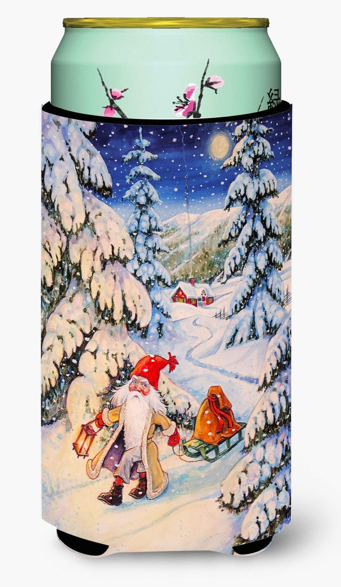 Christmas Gnome pulling a sled Tall Boy Beverage Insulator Hugger ACG0144TBC by Caroline&#39;s Treasures