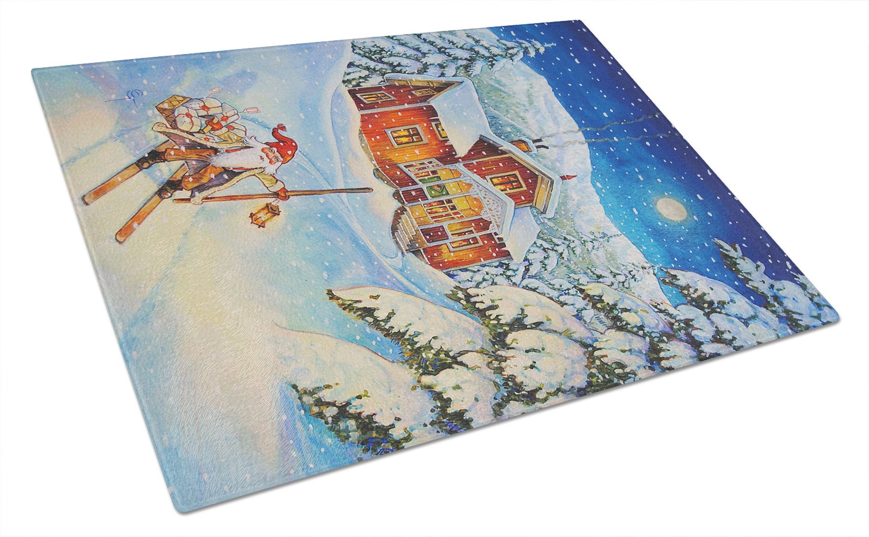 Christmas Gnome Headed out Glass Cutting Board Large ACG0147LCB by Caroline's Treasures