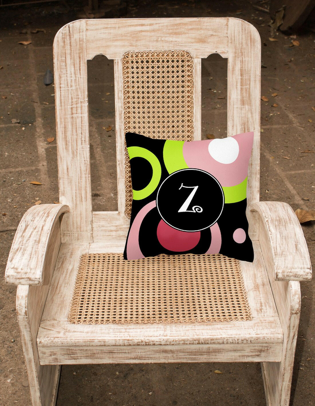 Letter Z Monogram - Retro in Black Fabric Decorative Pillow AM1002-ZPW1414 - the-store.com