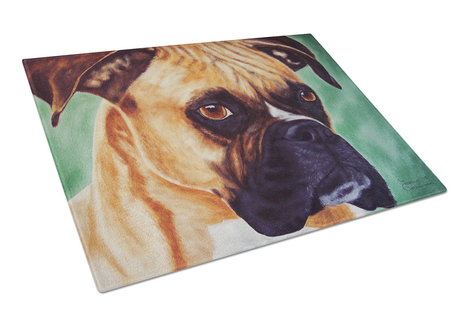 Boxer by Tanya and Craig Amberson Glass Cutting Board Large AMB1029LCB by Caroline's Treasures