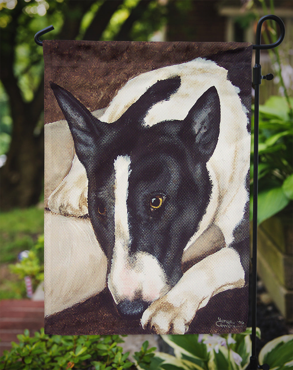 Bull Terrier by Tanya and Craig Amberson Flag Garden Size  the-store.com.