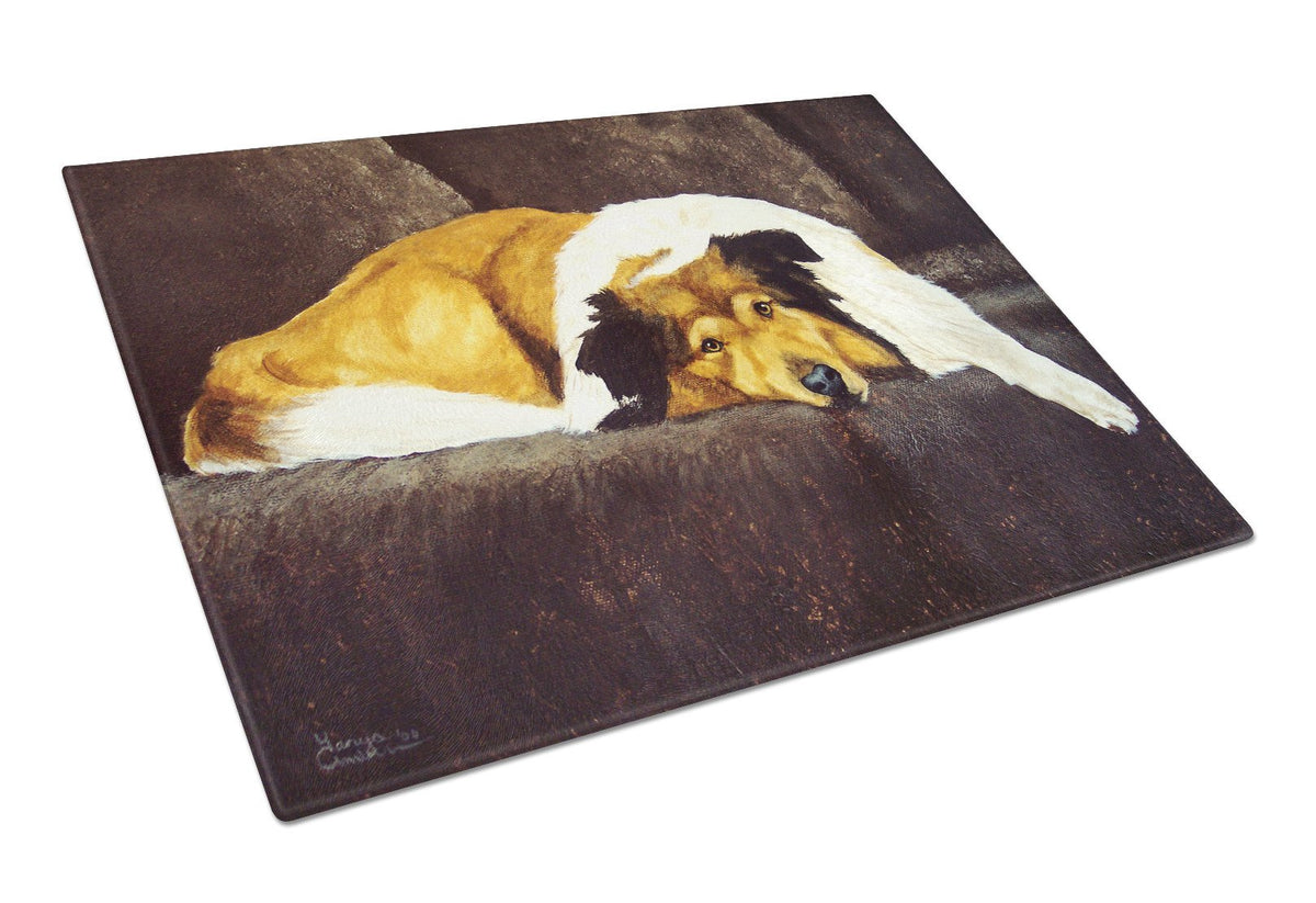 Collie by Tanya and Craig Amberson Glass Cutting Board Large AMB1031LCB by Caroline&#39;s Treasures