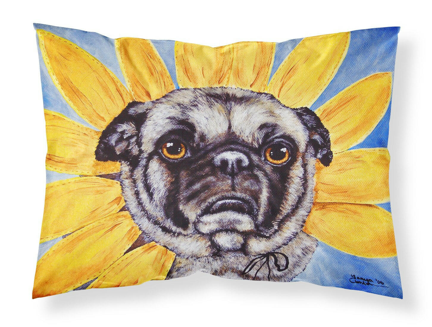 Sunflower Pug Fabric Standard Pillowcase AMB1058PILLOWCASE by Caroline's Treasures