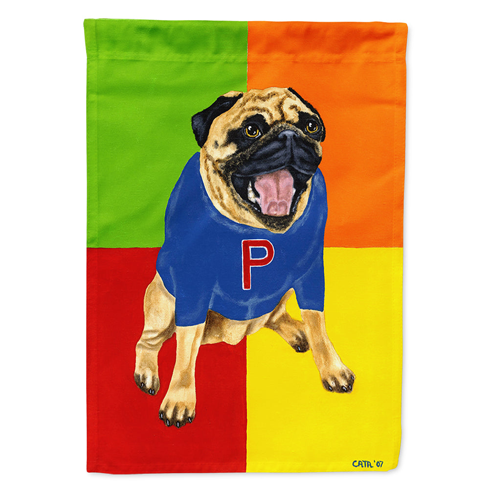 Go Team Varsity Pug Flag Canvas House Size AMB1068CHF