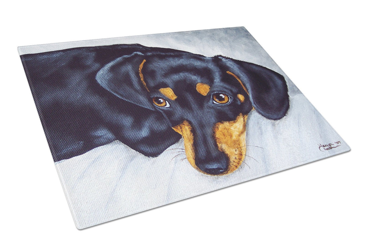 Black and Tan Doxie Dachshund Glass Cutting Board Large AMB1079LCB by Caroline&#39;s Treasures