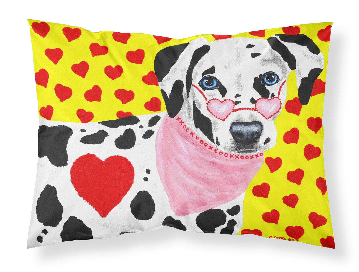 Hearts and Dalmatian Fabric Standard Pillowcase AMB1116PILLOWCASE by Caroline's Treasures