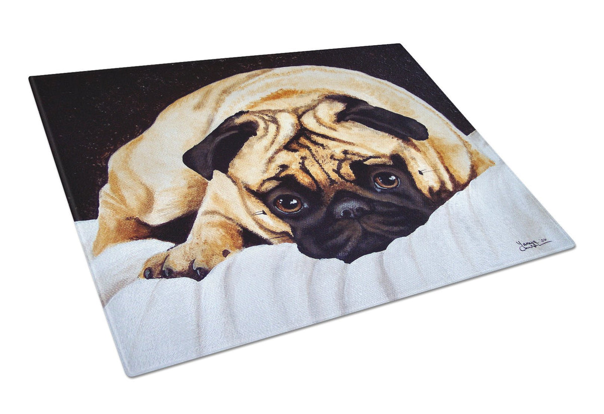 Fred the Pug Glass Cutting Board Large AMB1194LCB by Caroline&#39;s Treasures