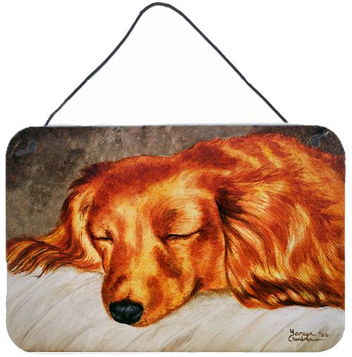 Red Longhaired Dachshund Wall or Door Hanging Prints by Caroline&#39;s Treasures