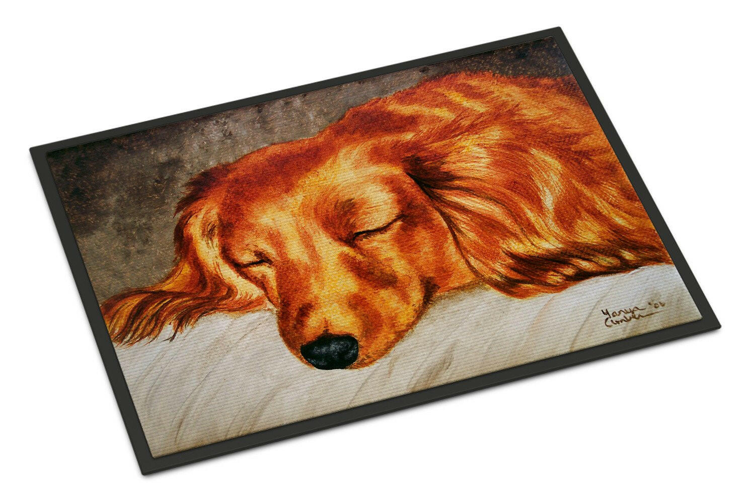 Red Longhaired Dachshund Indoor or Outdoor Mat 24x36 AMB1202JMAT - the-store.com