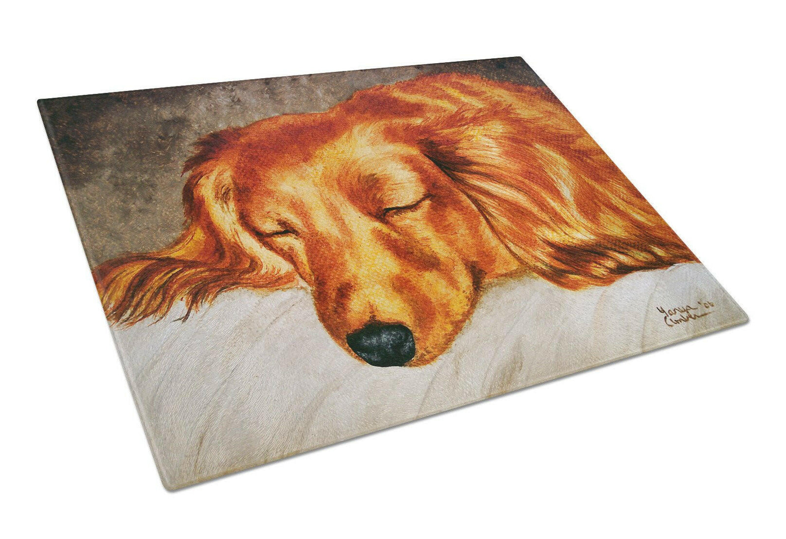 Red Longhaired Dachshund Glass Cutting Board Large AMB1202LCB by Caroline's Treasures