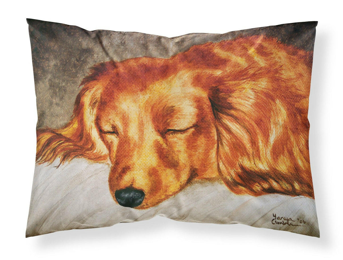 Red Longhaired Dachshund Fabric Standard Pillowcase AMB1202PILLOWCASE by Caroline&#39;s Treasures