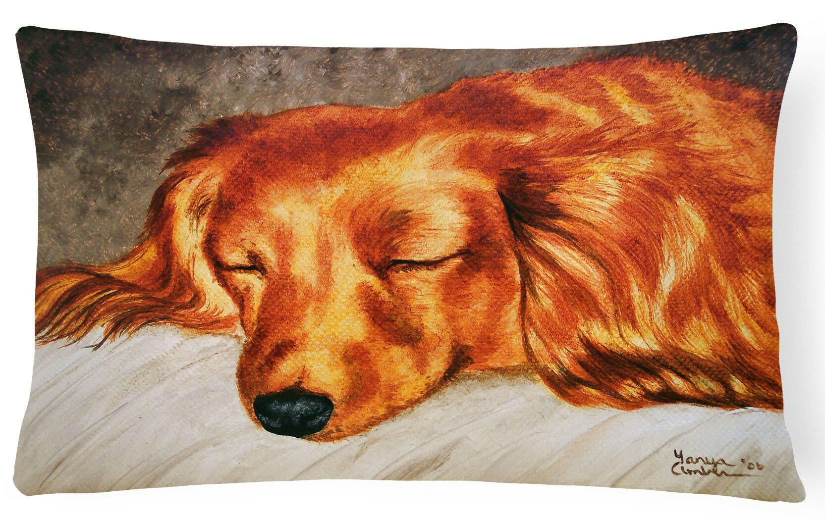 Red Longhaired Dachshund Fabric Decorative Pillow AMB1202PW1216 by Caroline's Treasures