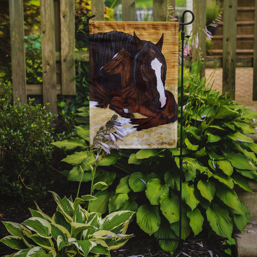 Bay Mare Foal Horse Flag Garden Size  the-store.com.