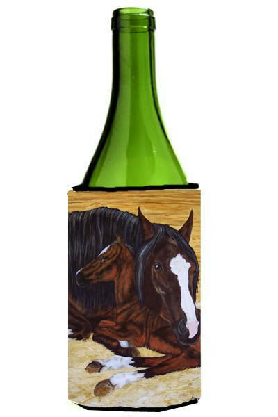 Bay Mare Foal Horse Wine Bottle Beverage Insulator Hugger AMB1236LITERK by Caroline&#39;s Treasures