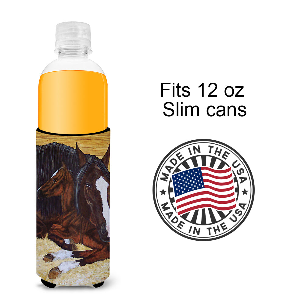 Bay Mare Foal Horse Ultra Beverage Isolateurs pour canettes minces AMB1236MUK