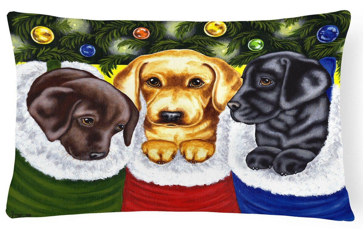 Christmas Stocking Surprise Labrador Fabric Decorative Pillow AMB1315PW1216 by Caroline&#39;s Treasures