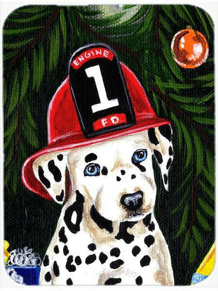 Fire Fighter Christmas Dalmatian Glass Cutting Board Large AMB1317LCB by Caroline&#39;s Treasures