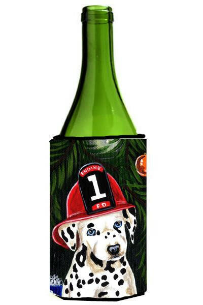 Fire Fighter Christmas Dalmatian Wine Bottle Beverage Insulator Hugger AMB1317LITERK by Caroline&#39;s Treasures