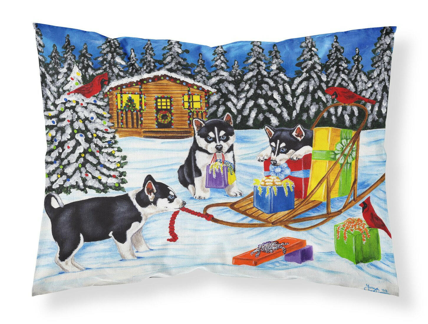 Christmas Mush Siberian Husky Fabric Standard Pillowcase AMB1318PILLOWCASE by Caroline's Treasures