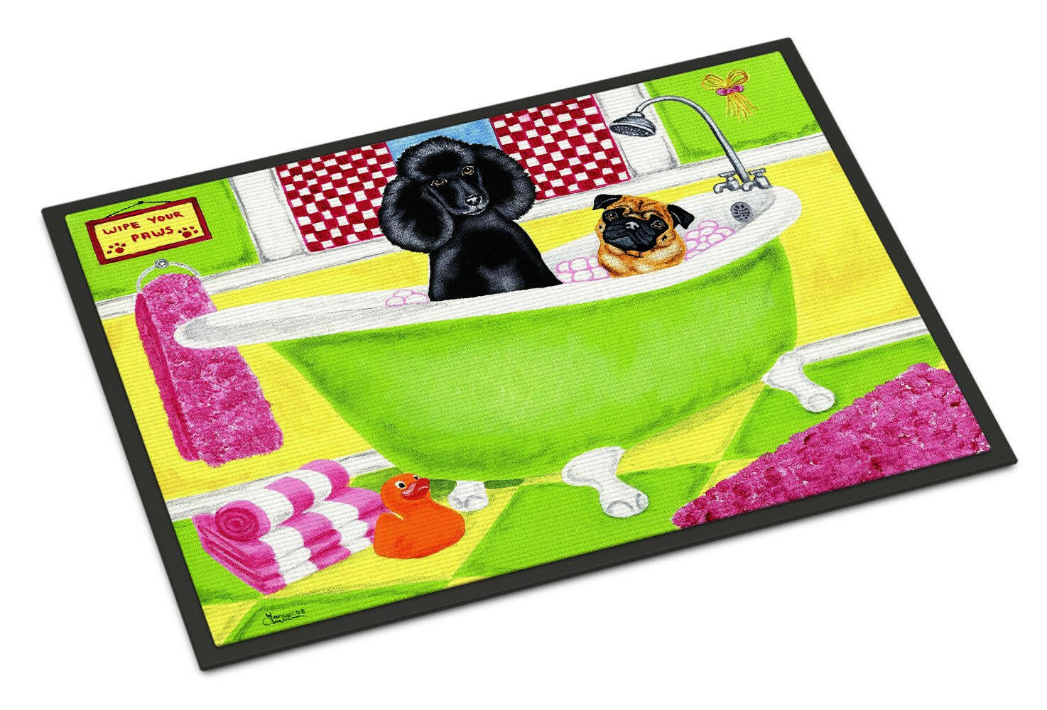 Tub for Two with Poodle and Pug Indoor or Outdoor Mat 18x27 AMB1335MAT - the-store.com