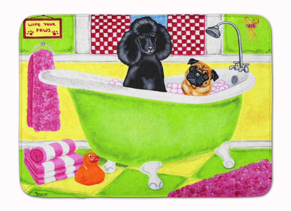 Tub for Two with Poodle and Pug Machine Washable Memory Foam Mat AMB1335RUG - the-store.com