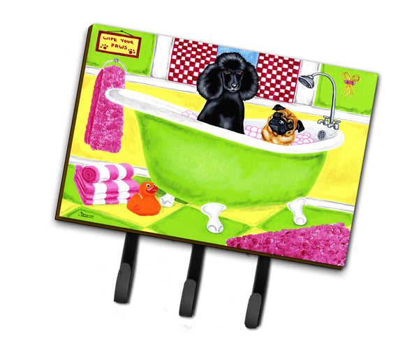 Tub for Two with Poodle and Pug Leash or Key Holder AMB1335TH68