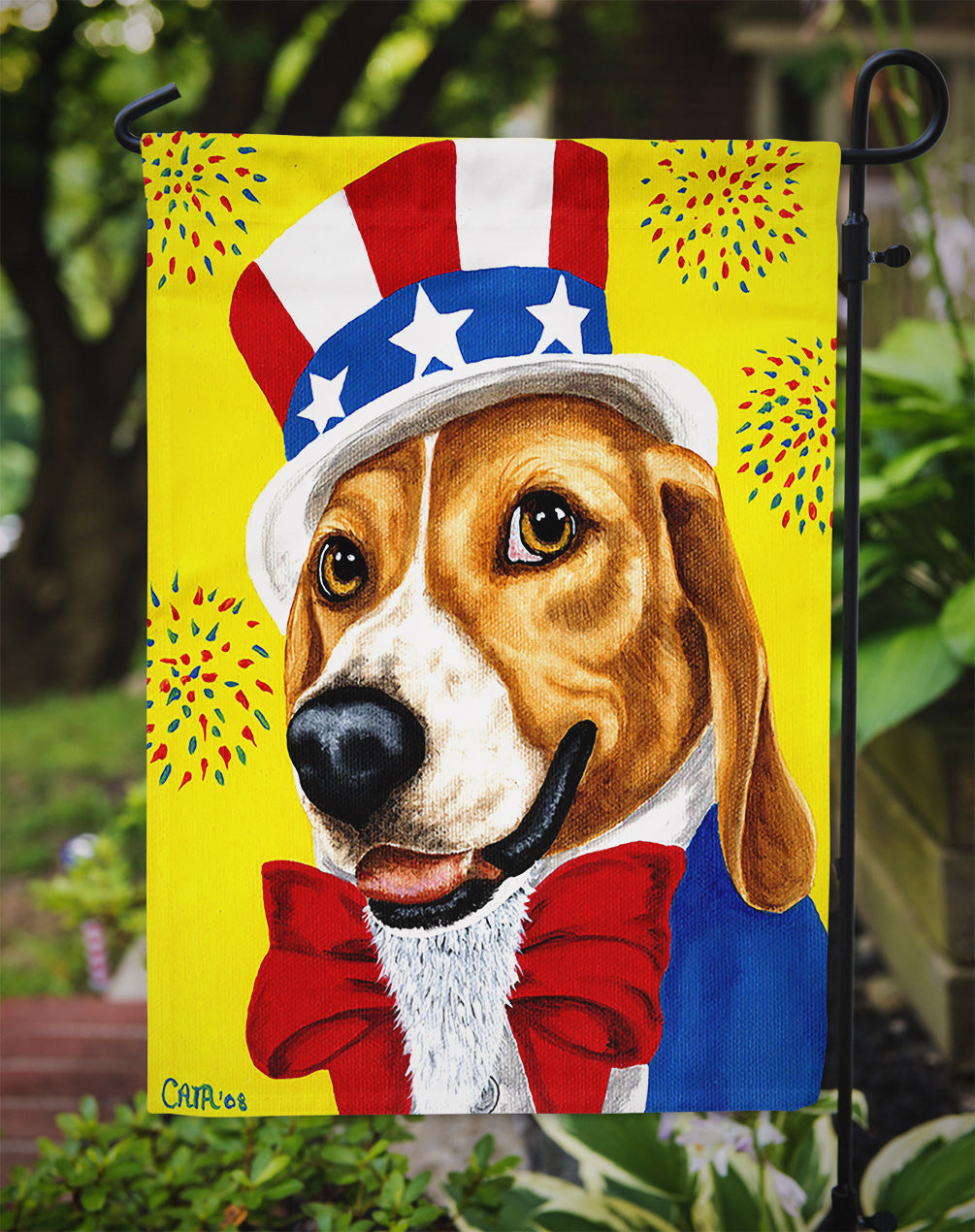 Unble Sam's USA Beagle Flag Garden Size