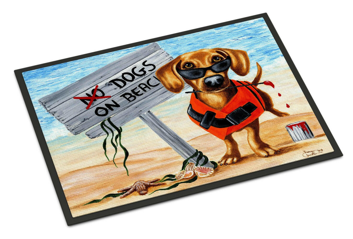 The Dog Beach Dachshund Indoor or Outdoor Mat 24x36 AMB1341JMAT - the-store.com
