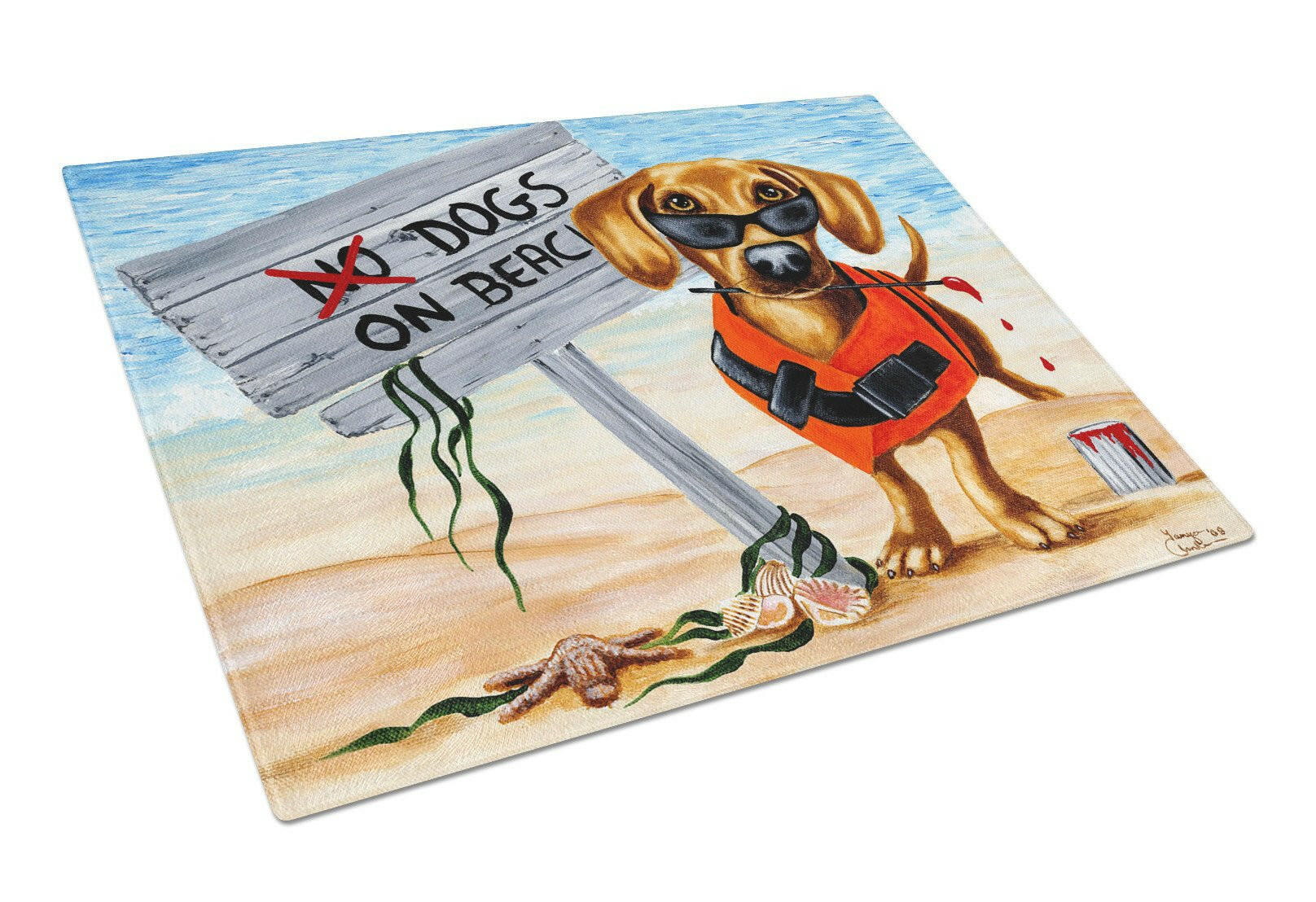 The Dog Beach Dachshund Glass Cutting Board Large AMB1341LCB by Caroline's Treasures